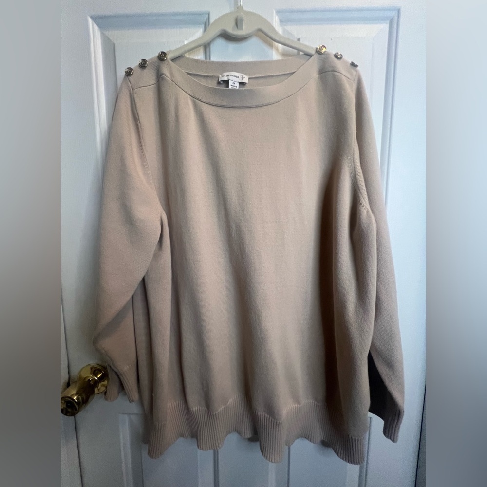 Susan Graver Cream Crewneck Sweater Soft Knit Minimalist Design